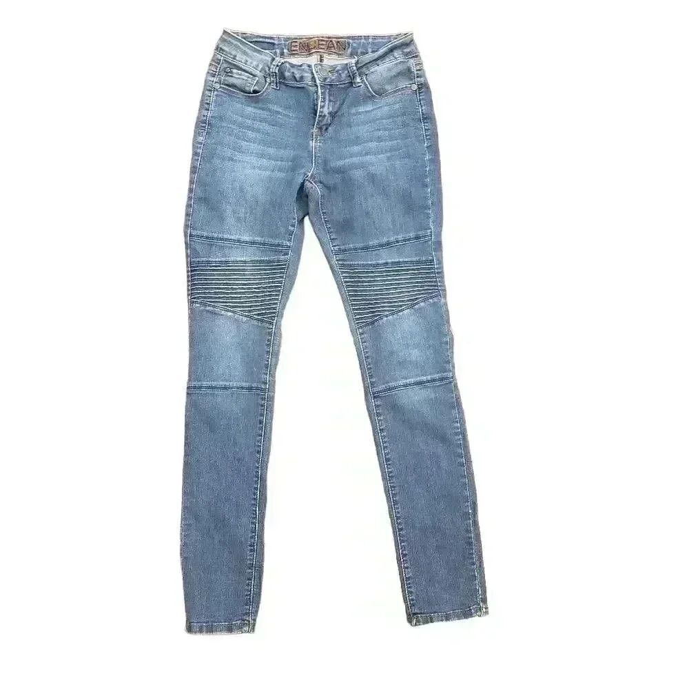 Enjean Women's Ankle Skinny Soft Mid Rise Blue Jeans
